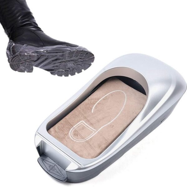 Automatic Shoe Cover Dispenser Machine with 500-Use Film Roll. Professional Shoe Film System for US Size 11. Silver Modern Shoe Cover Machine for Home/Office/Hospital/Lab (High Adsorption PE Film)