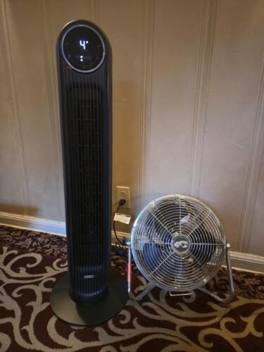 Dreo Tower Fan for Bedroom. 25ft/s Velocity 28dB Quiet Floor Fan. 90?? Oscillating Fans for Indoors with 4 Speeds. 4 Modes. 8H Timer. Bladeless Standing Fan. Black. Nomad One (DR-HTF007) photo review
