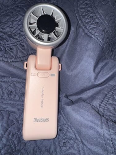 Diveblues Portable Handheld Turbo Fan. 5 Gear Wind. Battery Operated. Up to 12 Working Hours. 3 IN 1 Hand Fan with Air Turbo Tech Cooling Fan for Outdoor Activities. Travel. Working photo review