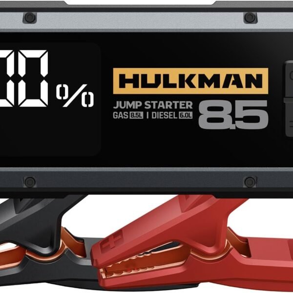Hulkman Alpha85.Space Gray.2000A 74Wh Smart Jump Starter.12V Portable Car Battery Booster with 3.3 Display.USB-C Power Pack.5-Mode Flashlight.Jumper Cables for up to 8.5L Gas/6.0L Diesel