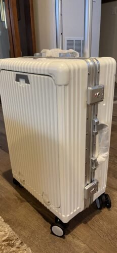 Versatile Aluminum Frame Carry-On Luggage with USB Charging Port. Front Compartment. TSA Lock. Airline Approved Carry On Hardside Suitcase with Spinner Wheels (Grey. 20inch) photo review