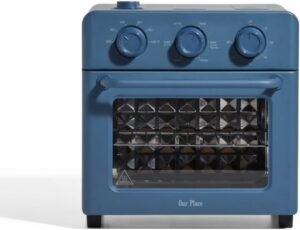 Our Place Wonder Oven | 6-in-1 Stainless Steel Air Fryer Toaster Oven Combo with Basket. Rack. Pan & Tray | Compact 13 QT Countertop Capacity - Toast. Roast. Bake. Reheat. Broil & Steam | Blue Salt