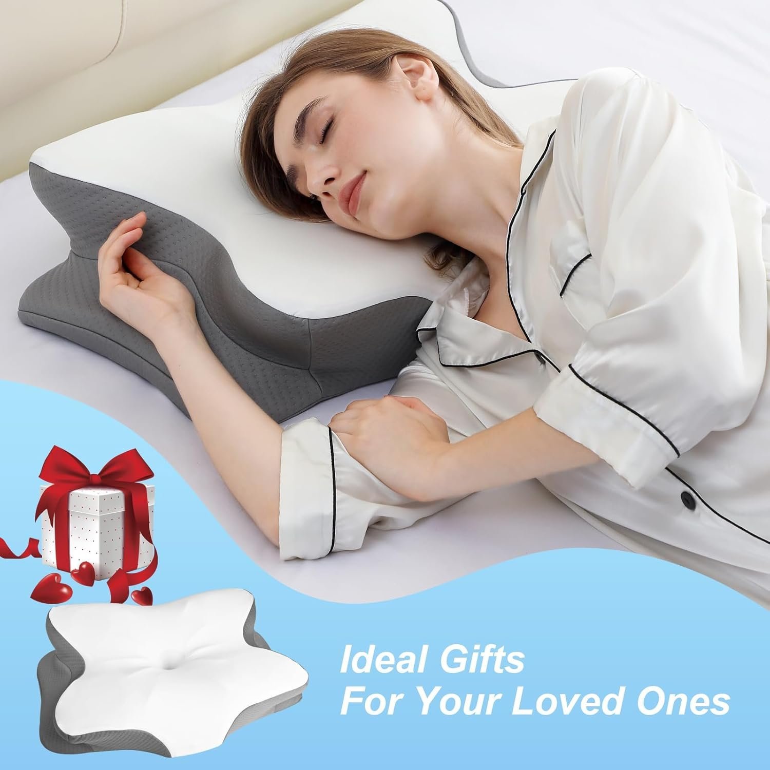 Memory Foam Pillows. Ergonomic Pillow for Neck Pain Relief. Bed Pillow for Sleeping. Cervical Neck Pillow for Side. Back. Stomach Sleeper with Cool Pillowcase. Side Sleeper Pillows for Adults - Image 7