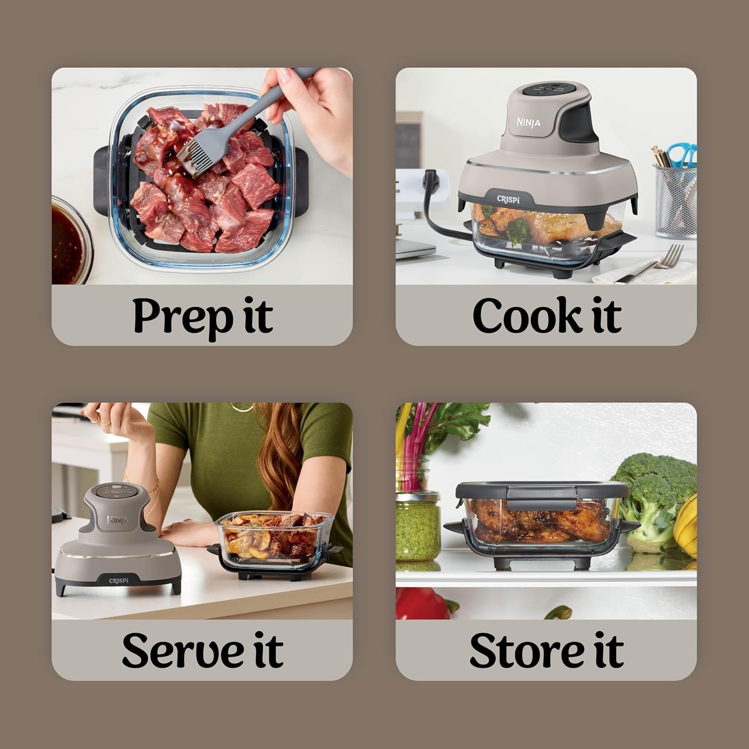 Ninja Crispi® 4-in-1 Portable Glass Air Fryer Cooking System, Mango Clouds - Image 8