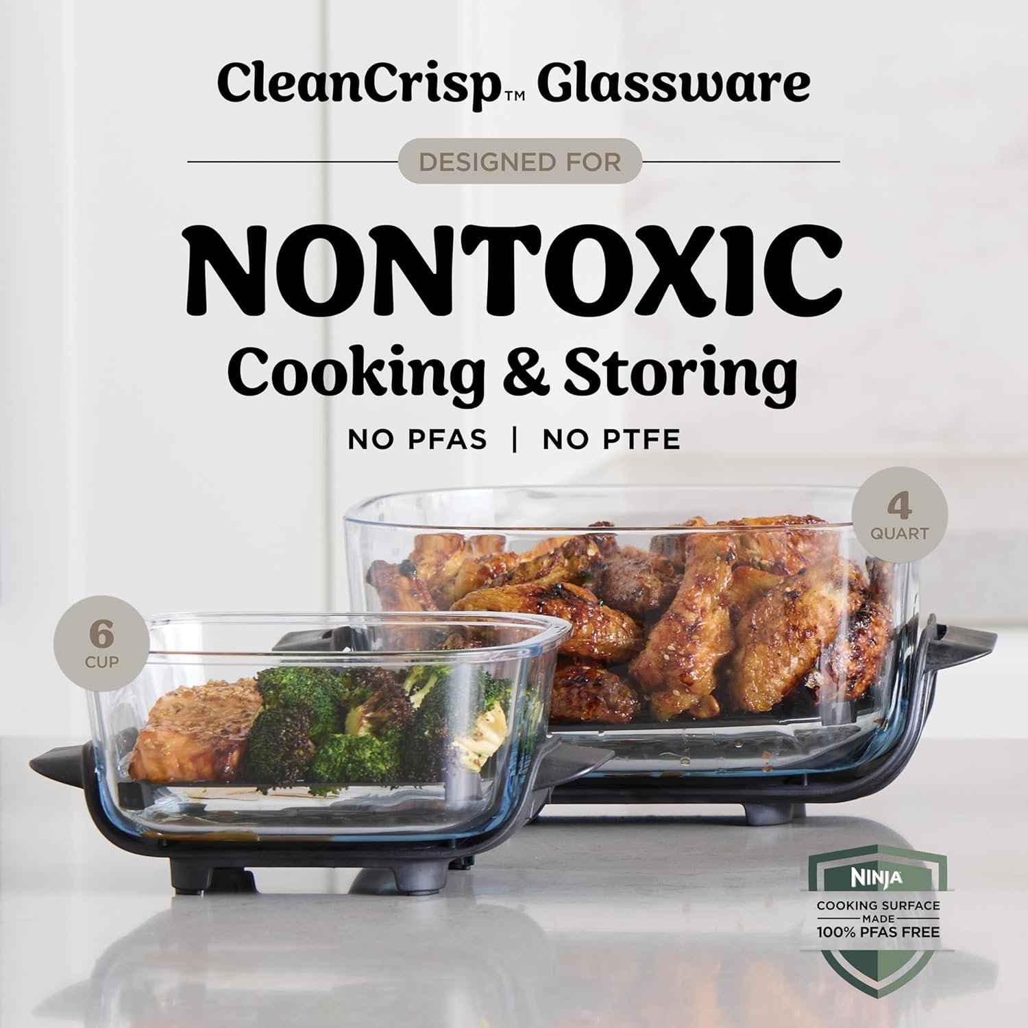 Ninja Crispi® 4-in-1 Portable Glass Air Fryer Cooking System, Mango Clouds - Image 4