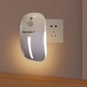 Sensky Plug-in LED Backlit Night Light with Motion Sensor, Dusk to Dawn Sensor, Auto On/Off Nightlight for Kids and Adults, Bedroom, Bathroom, Hallway, Warm White