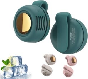 Portable Silent Mini Bladeless Fan Clip On, 2026 Upgrade Small Waist Clip Fan USB Rechargeable Rotating Fans, 3-Speed Waist Fan Hands-Free Neck Fan for Outdoor & Travel (Green)